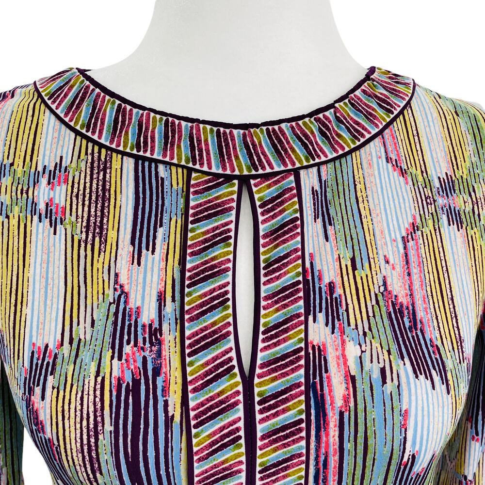 BCBGMAXAZRIA Multicolor Shift Dress Long Sleeve Sleeve Peekaboo Bodice XXS - Picture 5 of 10